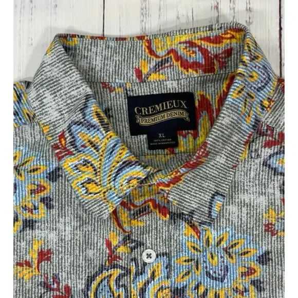 Cremieux Shirt Mens Size XL Multi Paisley Cotton Long Sleeve Collar Button Down - Picture 4 of 6